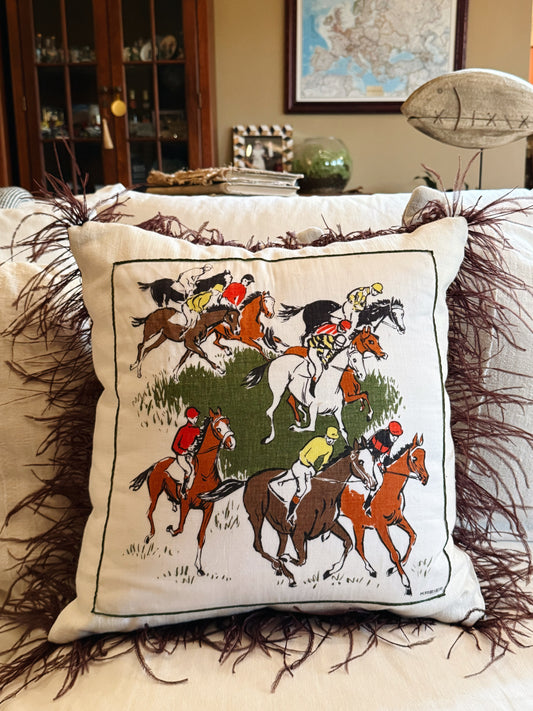 Re. Vintage Equestrian Handkerchief Pillow