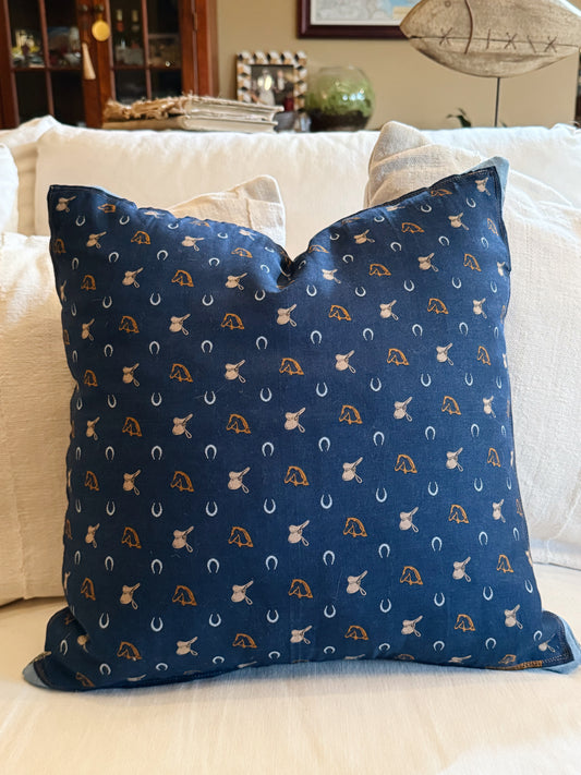 Re. Vintage Equestrian Handkerchief Pillow