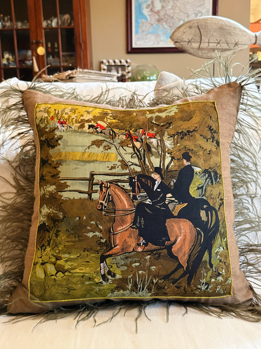 Re. Vintage Equestrian Handkerchief Pillow