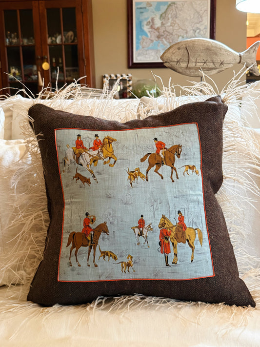 Re. Vintage Equestrian Handkerchief Pillow