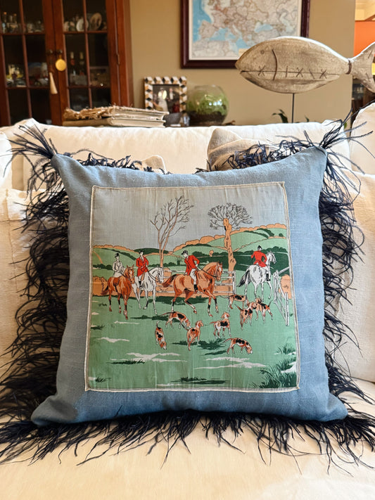 Re. Vintage Equestrian Handkerchief Pillow
